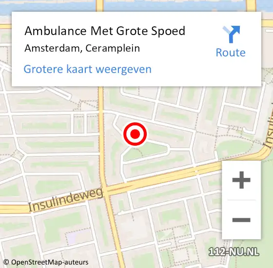 Locatie op kaart van de 112 melding: Ambulance Met Grote Spoed Naar Amsterdam, Ceramplein op 16 april 2024 18:36
