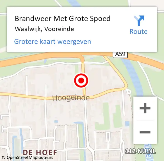 Locatie op kaart van de 112 melding: Brandweer Met Grote Spoed Naar Waalwijk, Vooreinde op 16 april 2024 18:46