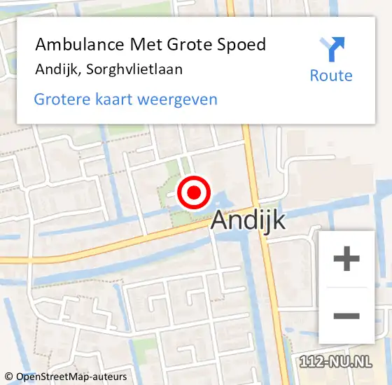 Locatie op kaart van de 112 melding: Ambulance Met Grote Spoed Naar Andijk, Sorghvlietlaan op 16 april 2024 19:07