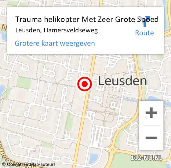 Locatie op kaart van de 112 melding: Trauma helikopter Met Zeer Grote Spoed Naar Leusden, Hamersveldseweg op 16 april 2024 19:24