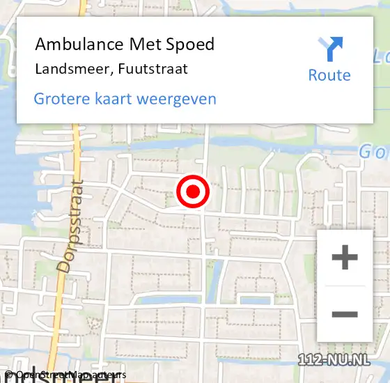 Locatie op kaart van de 112 melding: Ambulance Met Spoed Naar Landsmeer, Fuutstraat op 16 april 2024 19:28