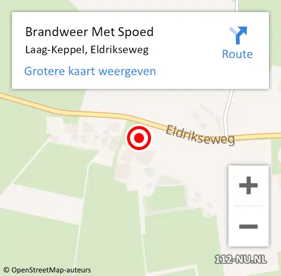 Locatie op kaart van de 112 melding: Brandweer Met Spoed Naar Laag-Keppel, Eldrikseweg op 2 oktober 2014 17:08