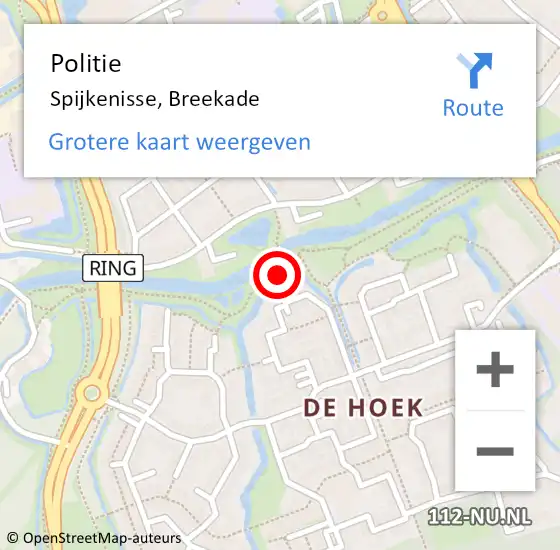 Locatie op kaart van de 112 melding: Politie Spijkenisse, Breekade op 16 april 2024 19:48