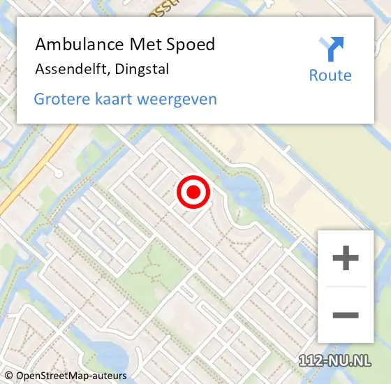 Locatie op kaart van de 112 melding: Ambulance Met Spoed Naar Assendelft, Dingstal op 16 april 2024 19:50