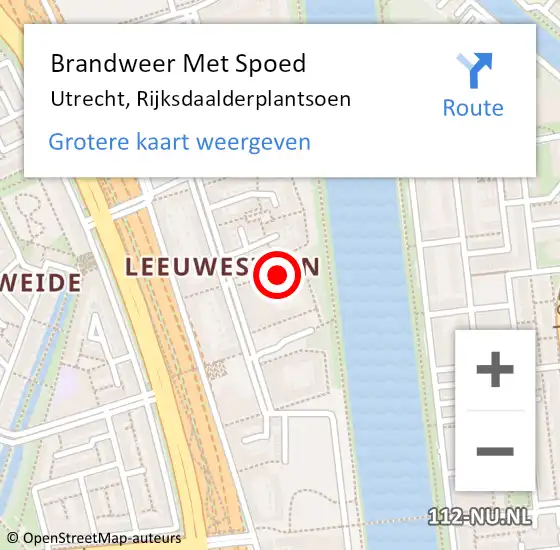 Locatie op kaart van de 112 melding: Brandweer Met Spoed Naar Utrecht, Rijksdaalderplantsoen op 16 april 2024 20:11