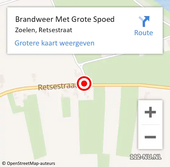 Locatie op kaart van de 112 melding: Brandweer Met Grote Spoed Naar Zoelen, Retsestraat op 2 oktober 2014 17:11