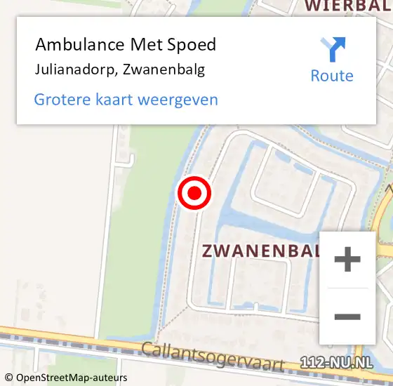 Locatie op kaart van de 112 melding: Ambulance Met Spoed Naar Julianadorp, Zwanenbalg op 16 april 2024 20:23