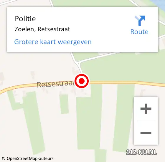 Locatie op kaart van de 112 melding: Politie Zoelen, Retsestraat op 2 oktober 2014 17:12