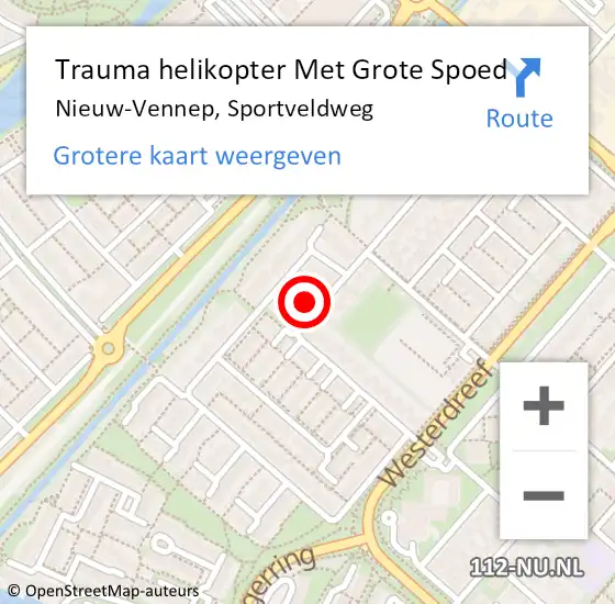 Locatie op kaart van de 112 melding: Trauma helikopter Met Grote Spoed Naar Nieuw-Vennep, Sportveldweg op 16 april 2024 20:50