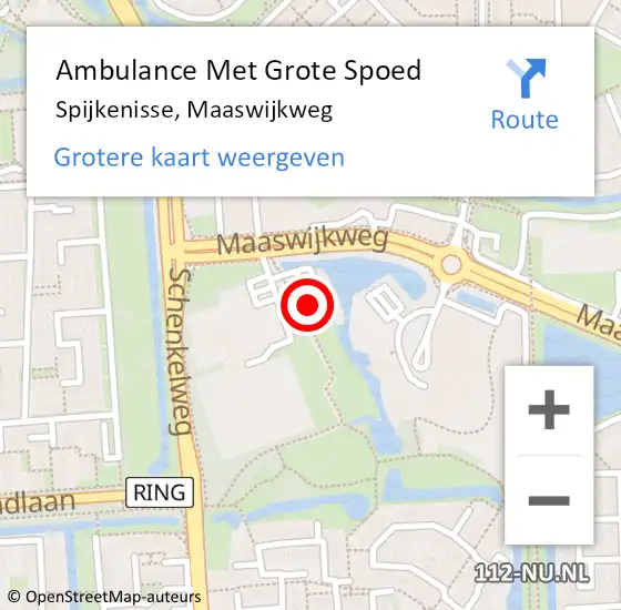 Locatie op kaart van de 112 melding: Ambulance Met Grote Spoed Naar Spijkenisse, Maaswijkweg op 16 april 2024 21:19