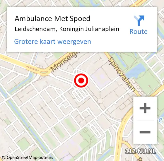 Locatie op kaart van de 112 melding: Ambulance Met Spoed Naar Leidschendam, Koningin Julianaplein op 16 april 2024 21:34