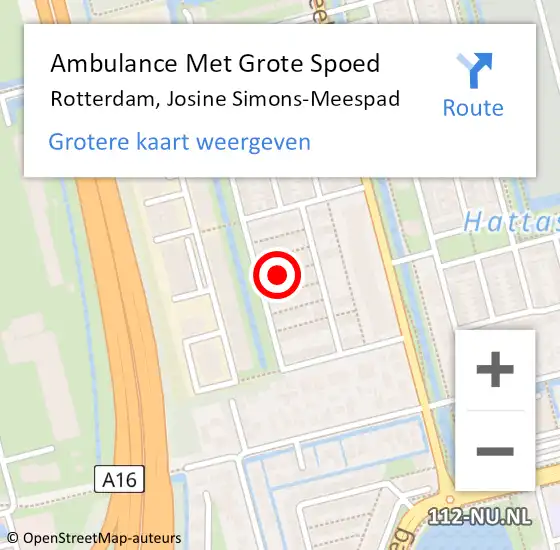 Locatie op kaart van de 112 melding: Ambulance Met Grote Spoed Naar Rotterdam, Josine Simons-Meespad op 16 april 2024 22:27