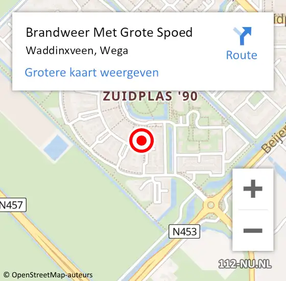 Locatie op kaart van de 112 melding: Brandweer Met Grote Spoed Naar Waddinxveen, Wega op 2 oktober 2014 17:28