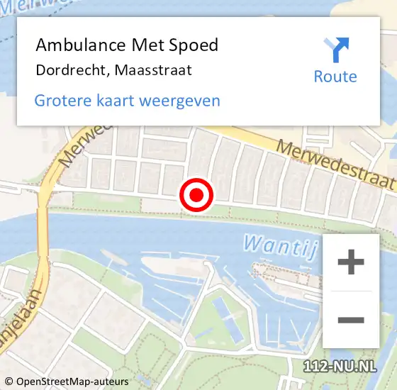 Locatie op kaart van de 112 melding: Ambulance Met Spoed Naar Dordrecht, Maasstraat op 17 april 2024 05:24