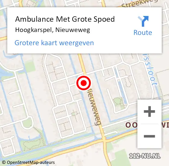 Locatie op kaart van de 112 melding: Ambulance Met Grote Spoed Naar Hoogkarspel, Nieuweweg op 17 april 2024 06:05