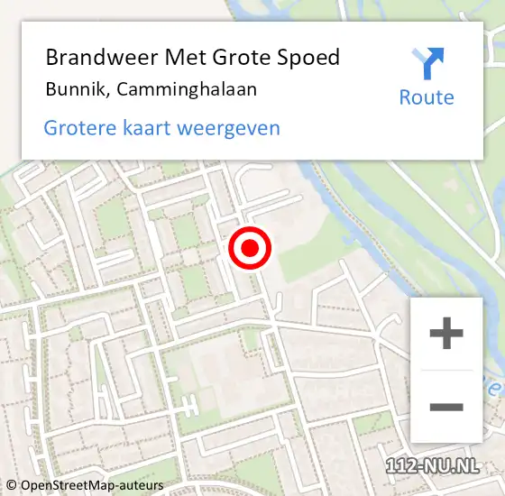 Locatie op kaart van de 112 melding: Brandweer Met Grote Spoed Naar Bunnik, Camminghalaan op 16 oktober 2013 12:09