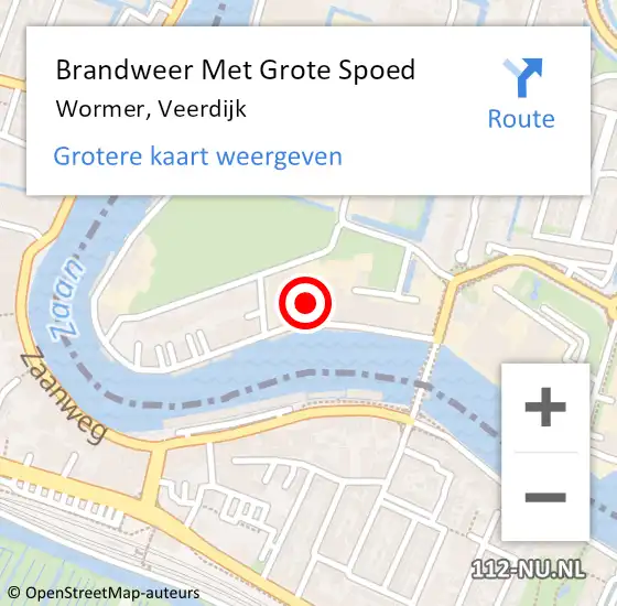 Locatie op kaart van de 112 melding: Brandweer Met Grote Spoed Naar Wormer, Veerdijk op 17 april 2024 08:15