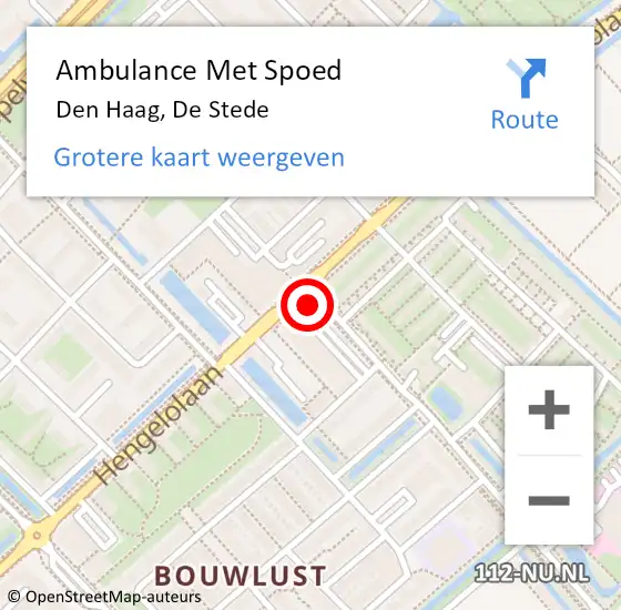 Locatie op kaart van de 112 melding: Ambulance Met Spoed Naar Den Haag, De Stede op 17 april 2024 08:56
