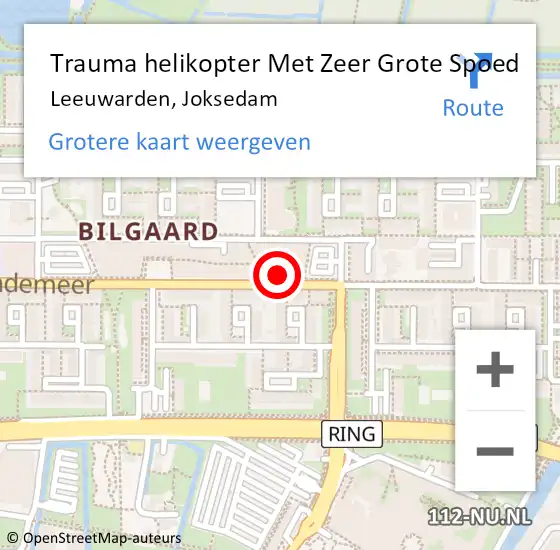 Locatie op kaart van de 112 melding: Trauma helikopter Met Zeer Grote Spoed Naar Leeuwarden, Joksedam op 17 april 2024 09:01