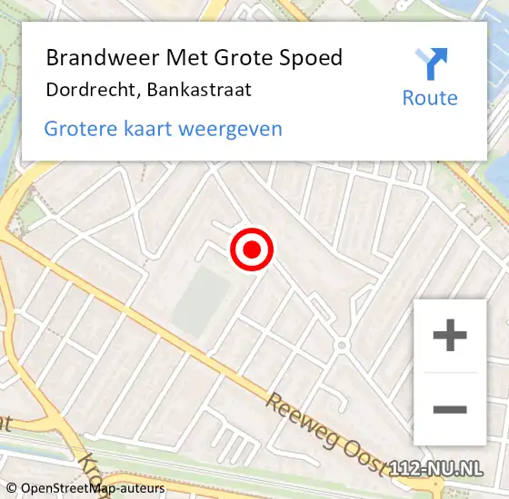 Locatie op kaart van de 112 melding: Brandweer Met Grote Spoed Naar Dordrecht, Bankastraat op 17 april 2024 09:16