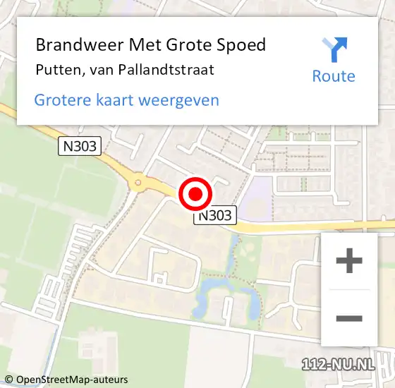 Locatie op kaart van de 112 melding: Brandweer Met Grote Spoed Naar Putten, van Pallandtstraat op 17 april 2024 09:33