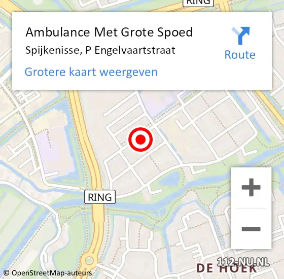 Locatie op kaart van de 112 melding: Ambulance Met Grote Spoed Naar Spijkenisse, P Engelvaartstraat op 2 oktober 2014 17:48