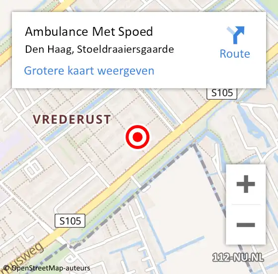 Locatie op kaart van de 112 melding: Ambulance Met Spoed Naar Den Haag, Stoeldraaiersgaarde op 17 april 2024 09:34