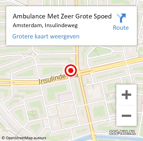 Locatie op kaart van de 112 melding: Ambulance Met Zeer Grote Spoed Naar Amsterdam, Insulindeweg op 17 april 2024 09:36