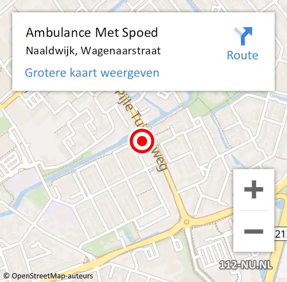 Locatie op kaart van de 112 melding: Ambulance Met Spoed Naar Naaldwijk, Wagenaarstraat op 17 april 2024 10:38