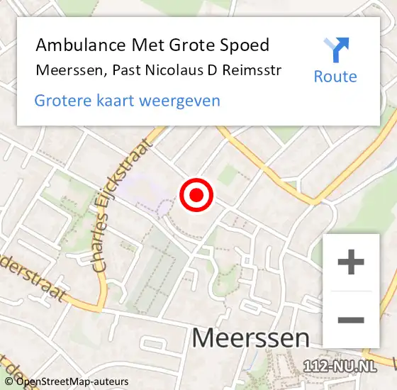 Locatie op kaart van de 112 melding: Ambulance Met Grote Spoed Naar Meerssen, Past Nicolaus D Reimsstr op 2 oktober 2014 17:57