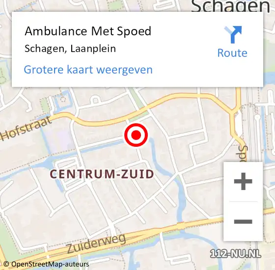 Locatie op kaart van de 112 melding: Ambulance Met Spoed Naar Schagen, Laanplein op 17 april 2024 11:04