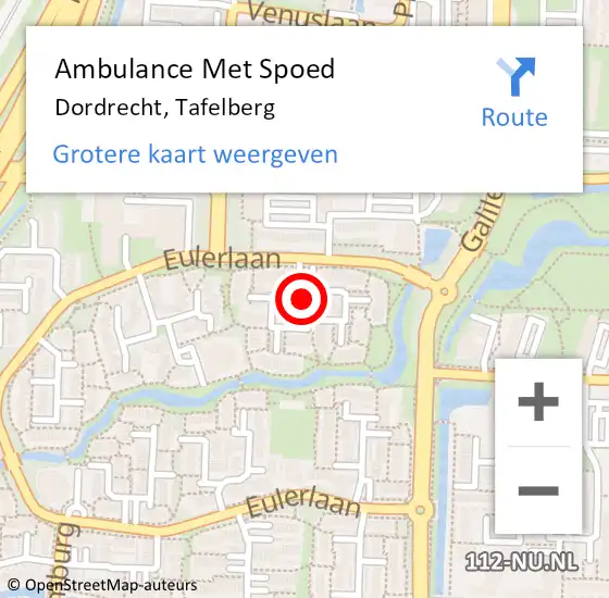 Locatie op kaart van de 112 melding: Ambulance Met Spoed Naar Dordrecht, Tafelberg op 17 april 2024 11:13