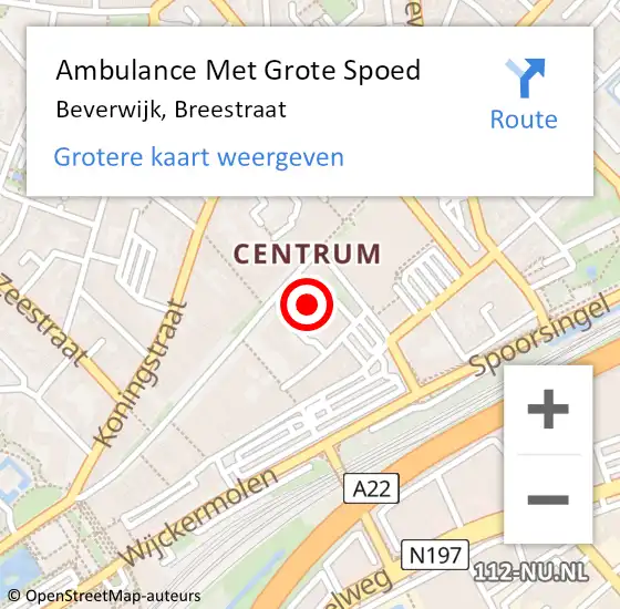 Locatie op kaart van de 112 melding: Ambulance Met Grote Spoed Naar Beverwijk, Breestraat op 17 april 2024 11:13