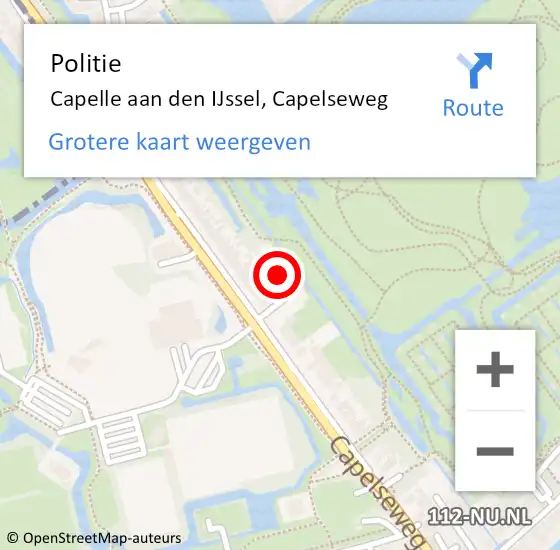 Locatie op kaart van de 112 melding: Politie Capelle aan den IJssel, Capelseweg op 17 april 2024 12:57
