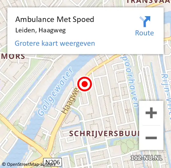 Locatie op kaart van de 112 melding: Ambulance Met Spoed Naar Leiden, Haagweg op 17 april 2024 13:02