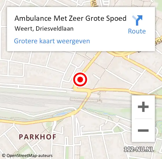 Locatie op kaart van de 112 melding: Ambulance Met Zeer Grote Spoed Naar Weert, Driesveldlaan op 17 april 2024 13:11