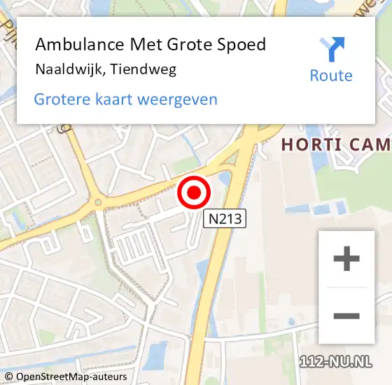 Locatie op kaart van de 112 melding: Ambulance Met Grote Spoed Naar Naaldwijk, Tiendweg op 17 april 2024 13:19