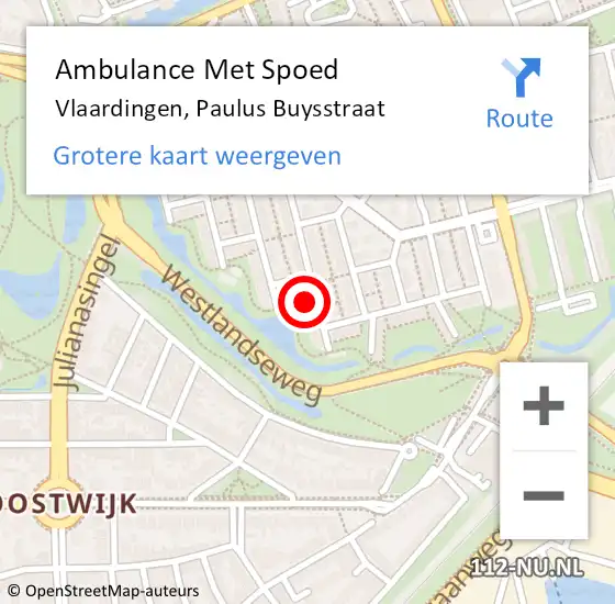 Locatie op kaart van de 112 melding: Ambulance Met Spoed Naar Vlaardingen, Paulus Buysstraat op 17 april 2024 13:26