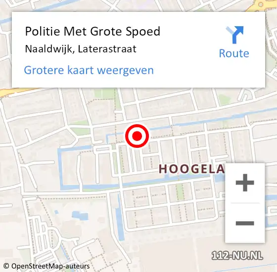 Locatie op kaart van de 112 melding: Politie Met Grote Spoed Naar Naaldwijk, Laterastraat op 17 april 2024 13:30