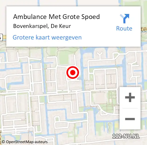 Locatie op kaart van de 112 melding: Ambulance Met Grote Spoed Naar Bovenkarspel, De Keur op 17 april 2024 13:30