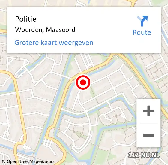 Locatie op kaart van de 112 melding: Politie Woerden, Maasoord op 17 april 2024 13:40