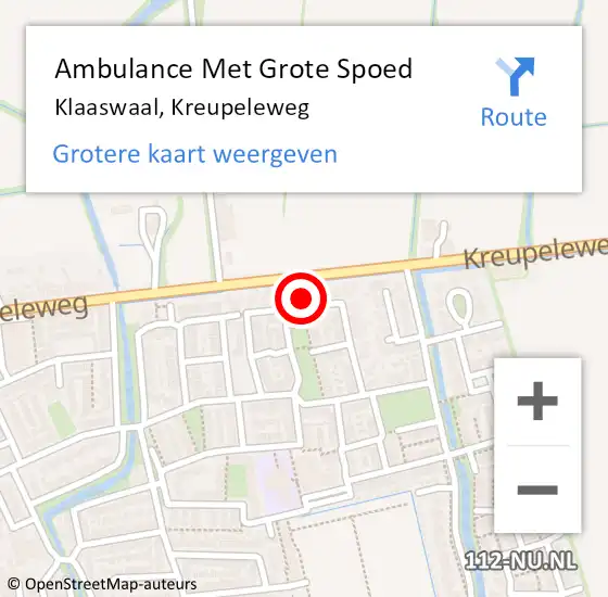 Locatie op kaart van de 112 melding: Ambulance Met Grote Spoed Naar Klaaswaal, Kreupeleweg op 17 april 2024 13:48