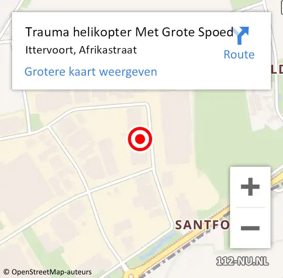 Locatie op kaart van de 112 melding: Trauma helikopter Met Grote Spoed Naar Ittervoort, Afrikastraat op 17 april 2024 13:51