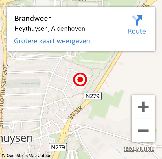 Locatie op kaart van de 112 melding: Brandweer Heythuysen, Aldenhoven op 17 april 2024 14:05