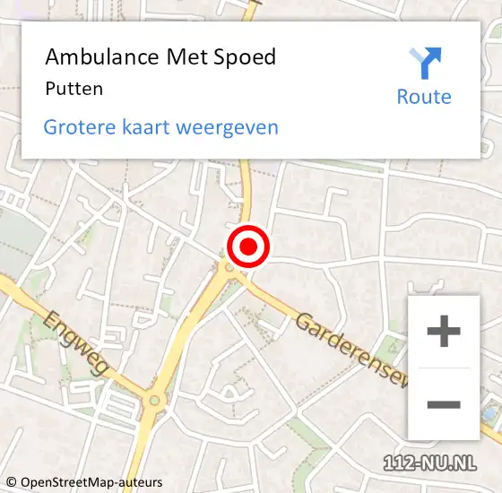 Locatie op kaart van de 112 melding: Ambulance Met Spoed Naar Putten op 17 april 2024 14:21