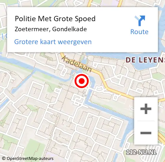 Locatie op kaart van de 112 melding: Politie Met Grote Spoed Naar Zoetermeer, Gondelkade op 17 april 2024 14:33