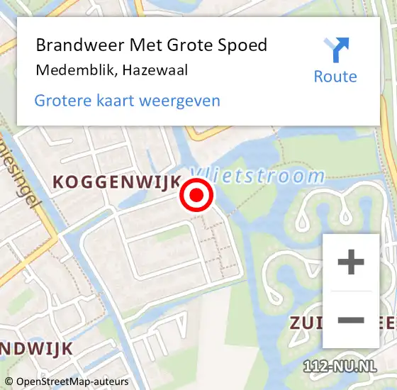 Locatie op kaart van de 112 melding: Brandweer Met Grote Spoed Naar Medemblik, Hazewaal op 17 april 2024 14:46