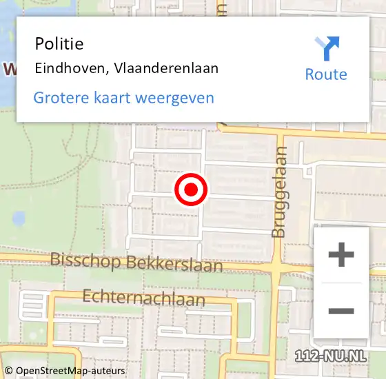 Locatie op kaart van de 112 melding: Politie Eindhoven, Vlaanderenlaan op 17 april 2024 14:47