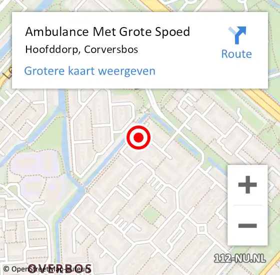 Locatie op kaart van de 112 melding: Ambulance Met Grote Spoed Naar Hoofddorp, Corversbos op 17 april 2024 14:50