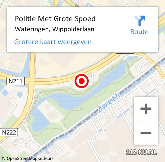 Locatie op kaart van de 112 melding: Politie Met Grote Spoed Naar Wateringen, Wippolderlaan op 17 april 2024 14:55